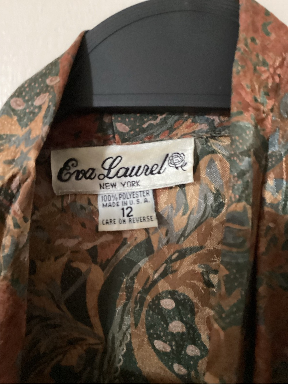 Vintage 80s/90s Eva Laurel New York Floral Paisley Silky Draped Blouse - Picture 4 of 4